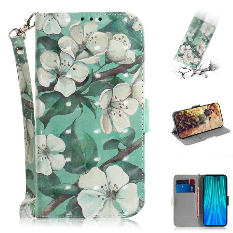 Flip Cover Xiaomi Redmi Note 8 Pro Med Snor Thong Blomstergren