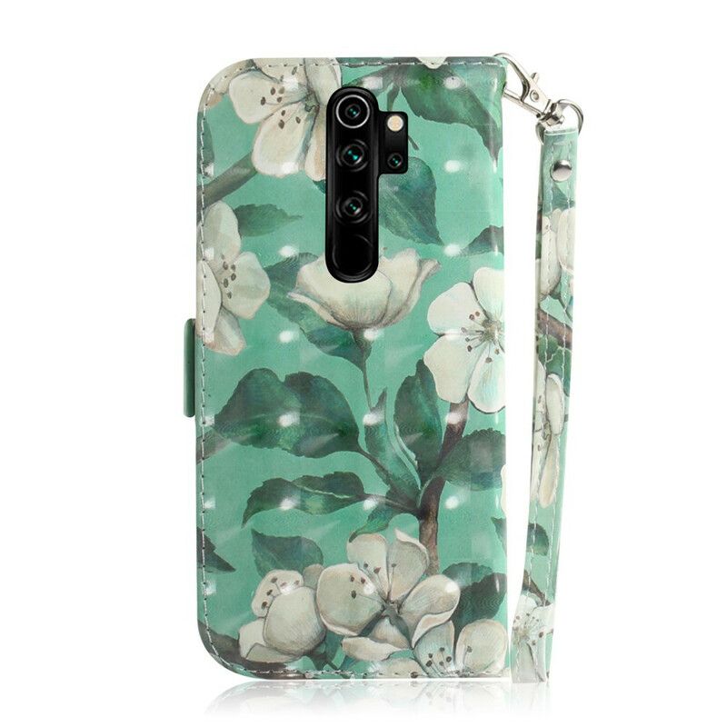 Flip Cover Xiaomi Redmi Note 8 Pro Med Snor Thong Blomstergren