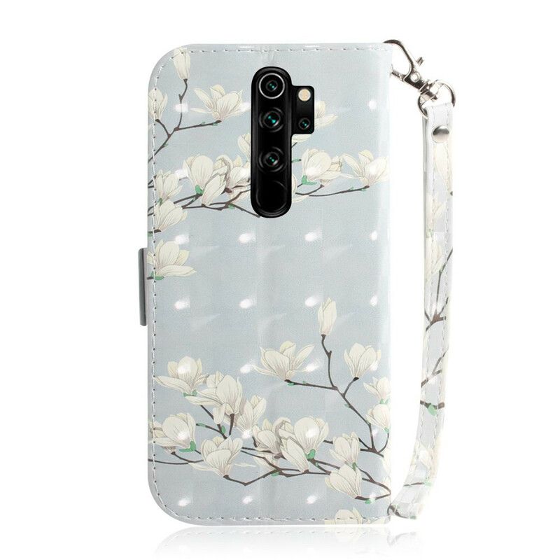 Flip Cover Xiaomi Redmi Note 8 Pro Med Snor Thong Blomstertræ