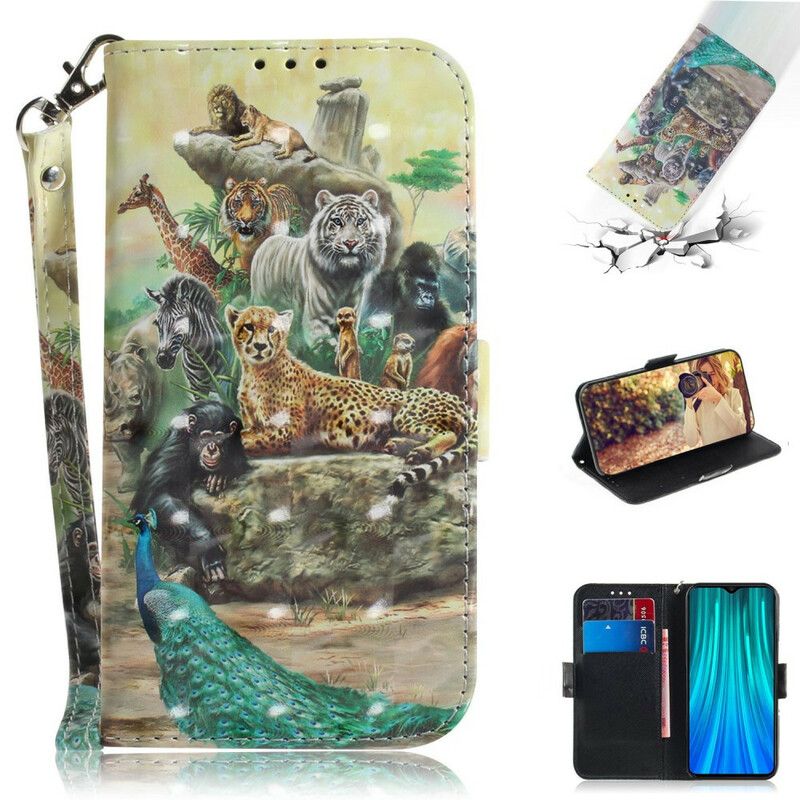 Flip Cover Xiaomi Redmi Note 8 Pro Med Snor Thong Safari Dyr