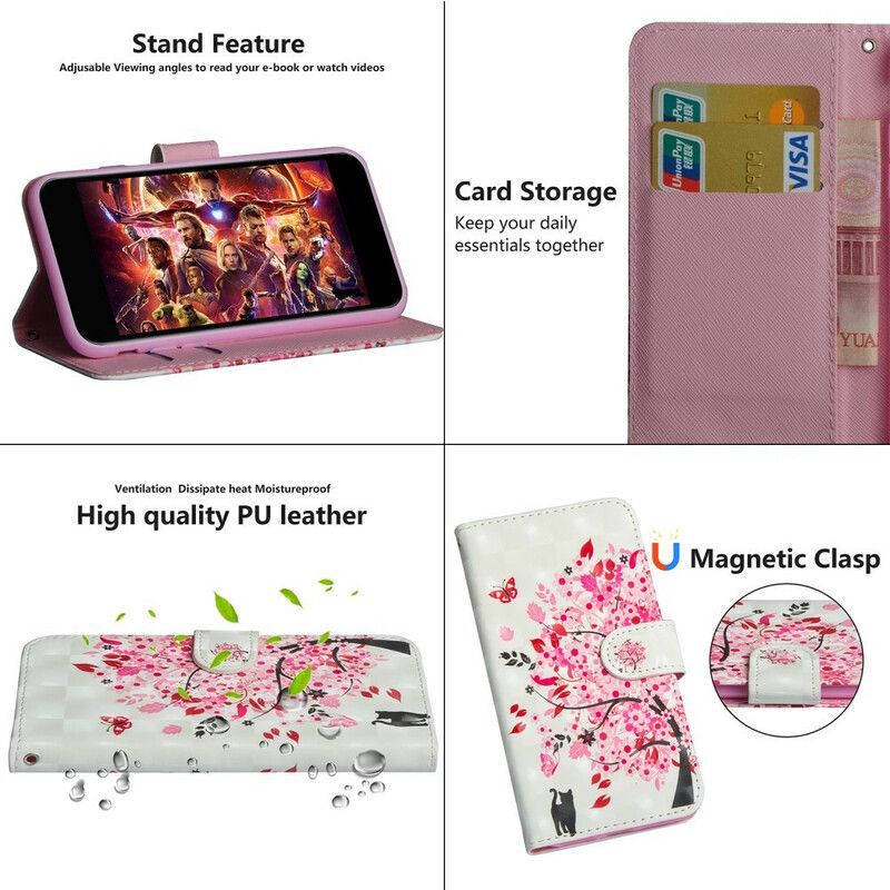 Flip Cover Xiaomi Redmi Note 8 Pro Pink Træ