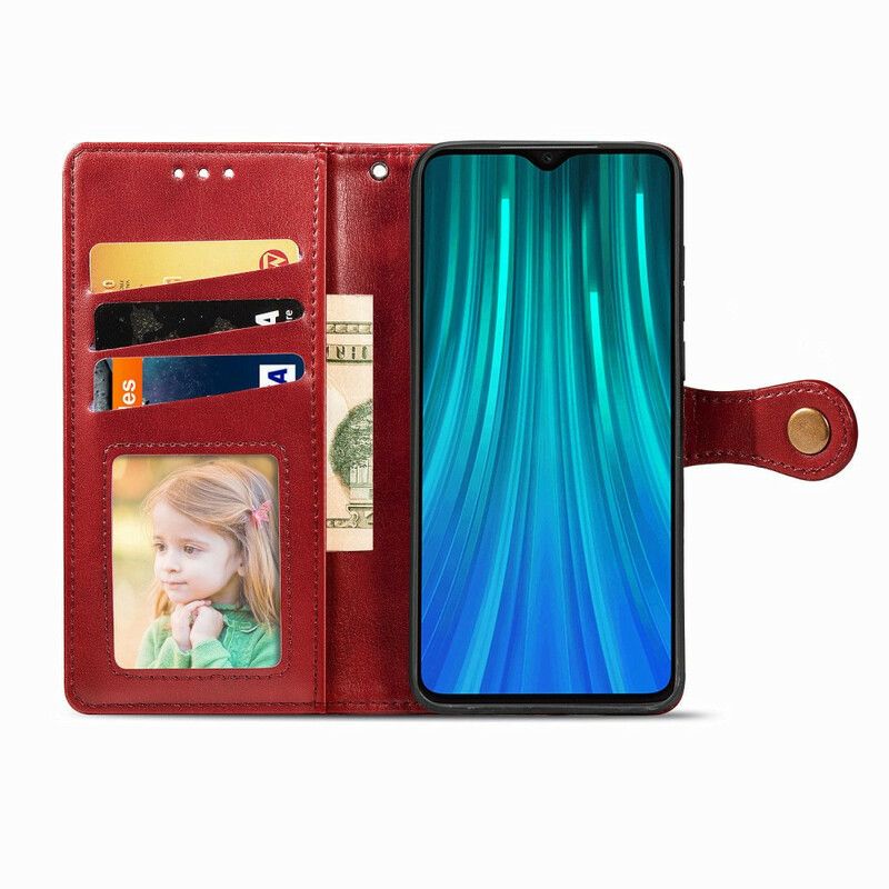 Læder Cover Xiaomi Redmi Note 8 Pro Imiteret Læder Og Vintage Lås