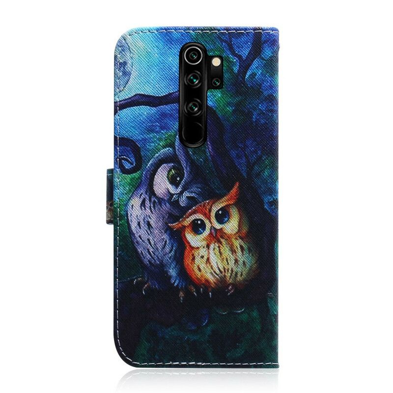 Læder Cover Xiaomi Redmi Note 8 Pro Maleri Af Ugler