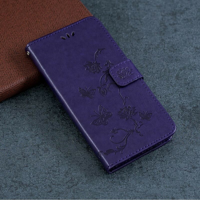 Flip Cover Huawei P Smart 2019 / Honor 10 Lite Med Snor Thong Sommerfugle Og Blomster