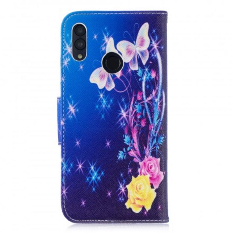 Flip Cover Huawei P Smart 2019 / Honor 10 Lite Sommerfugle Om Natten