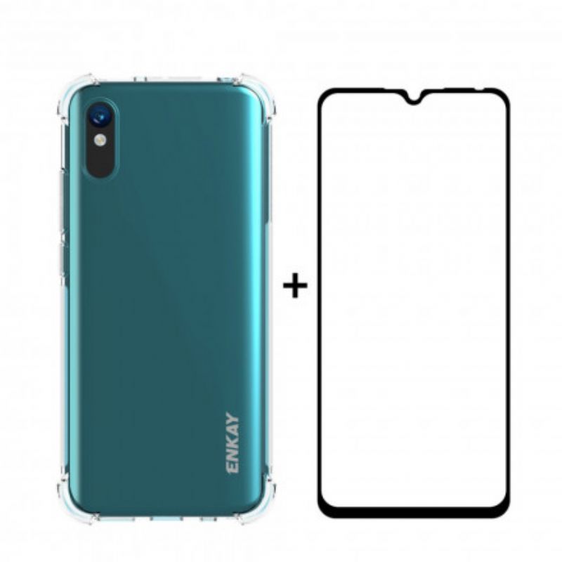 Cover Xiaomi Redmi 9A Combo Og Hærdet Glasskærm Enkay