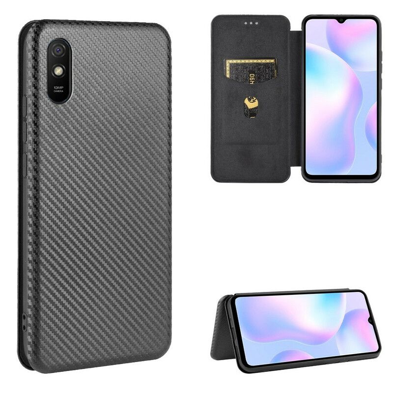 Cover Xiaomi Redmi 9A Flip Cover Farvet Carbon Silikone