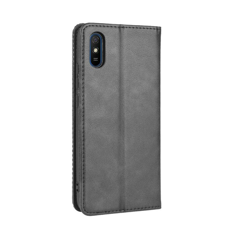 Cover Xiaomi Redmi 9A Flip Cover Vintage Stiliseret Lædereffekt