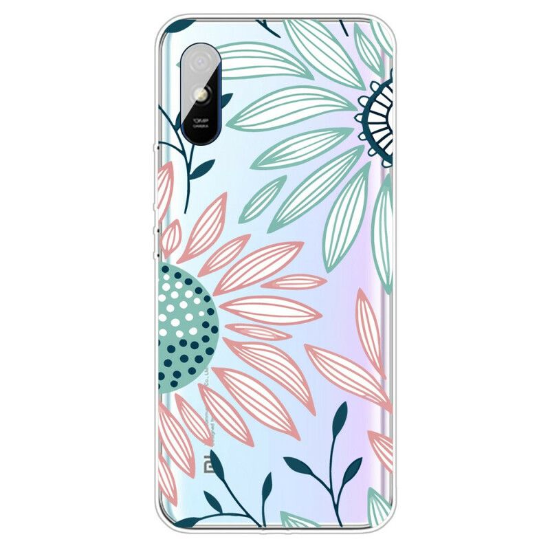 Cover Xiaomi Redmi 9A En Gennemsigtig Blomst