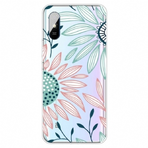 Cover Xiaomi Redmi 9A En Gennemsigtig Blomst