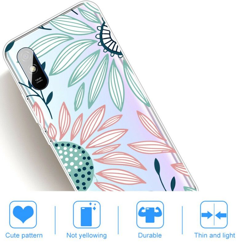 Cover Xiaomi Redmi 9A En Gennemsigtig Blomst