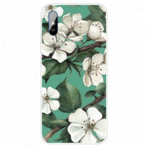 Cover Xiaomi Redmi 9A Hvide Malede Blomster