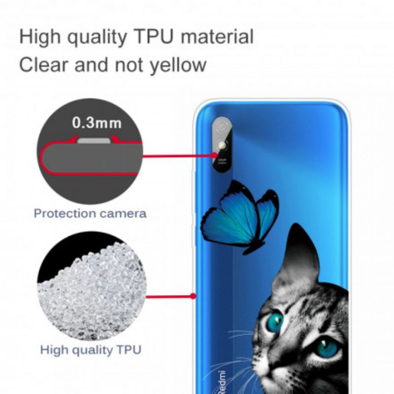 Cover Xiaomi Redmi 9A Kat Og Sommerfugl