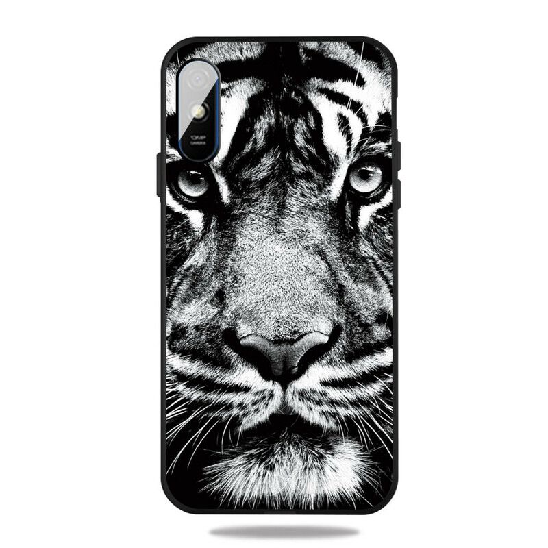 Cover Xiaomi Redmi 9A Sort Og Hvid Tiger