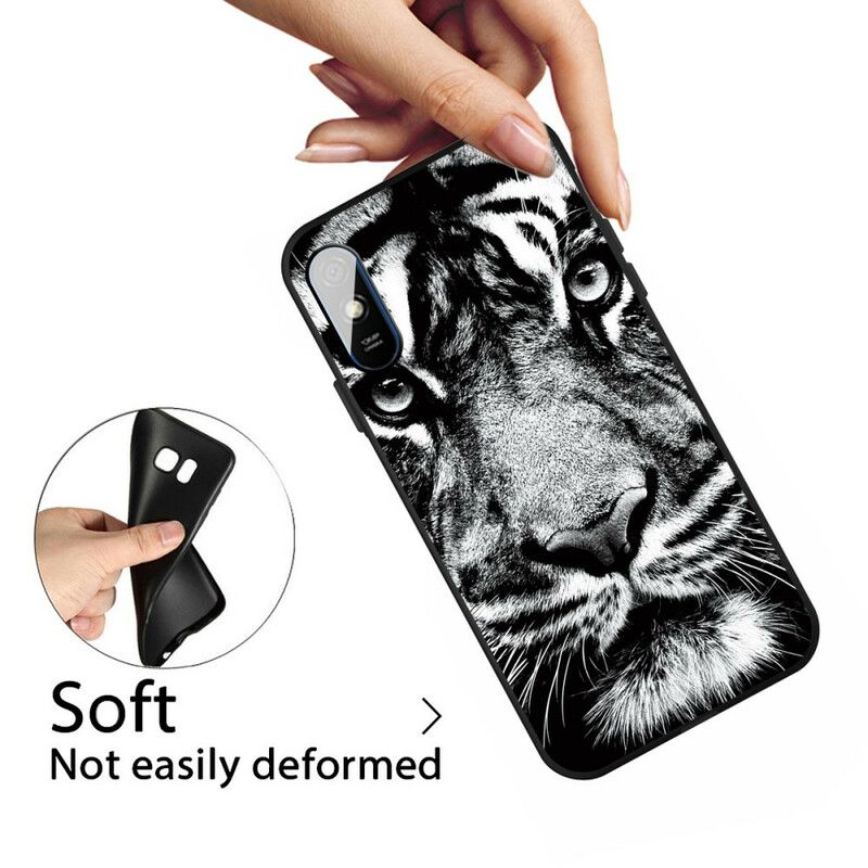 Cover Xiaomi Redmi 9A Sort Og Hvid Tiger