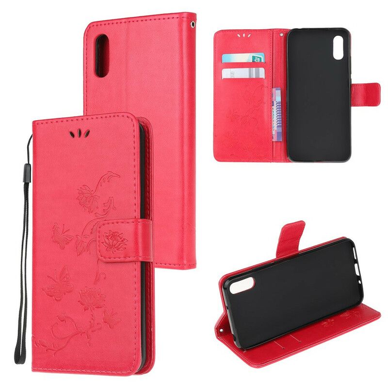 Flip Cover Xiaomi Redmi 9A Asiatiske Sommerfugle Og Blomster