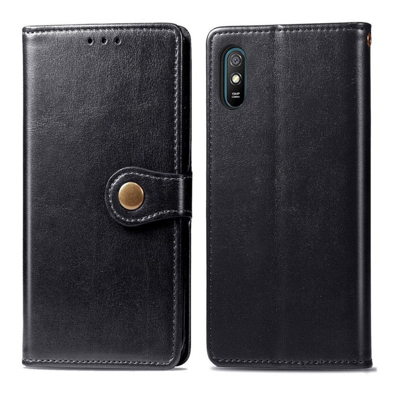 Flip Cover Xiaomi Redmi 9A Imiteret Læder Og Vintage Lås