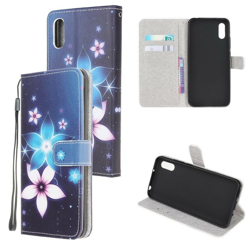 Flip Cover Xiaomi Redmi 9A Med Snor Lunar Strap Blomster