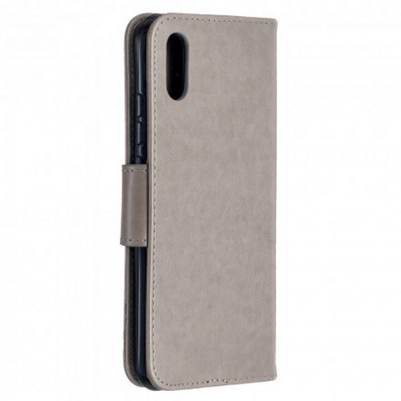 Flip Cover Xiaomi Redmi 9A Med Snor Sommerfugle Trykt Rem