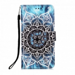 Flip Cover Xiaomi Redmi 9A Med Snor Sort Strappy Mandala