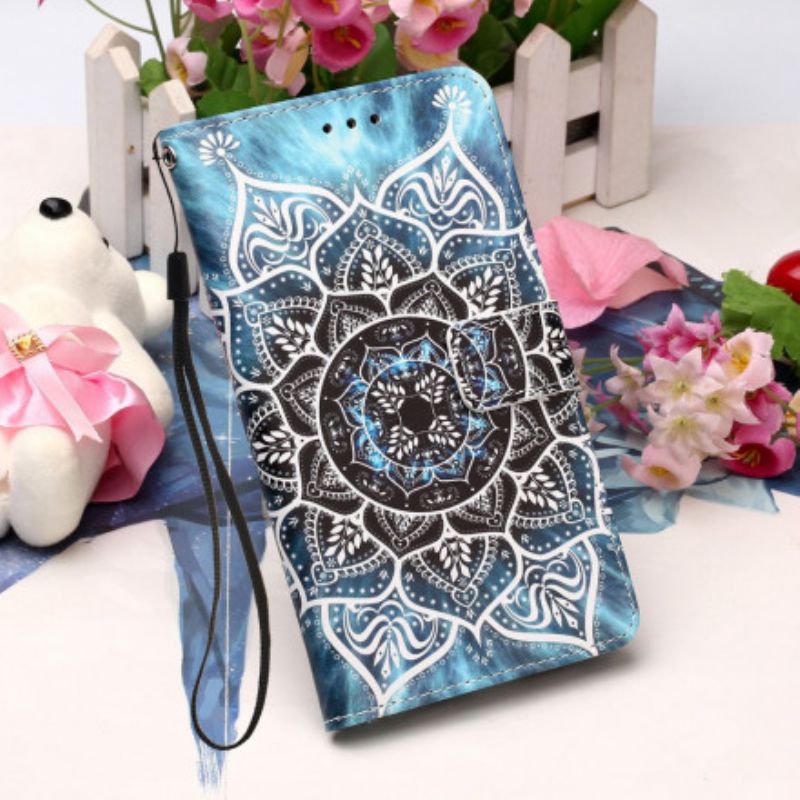 Flip Cover Xiaomi Redmi 9A Med Snor Sort Strappy Mandala