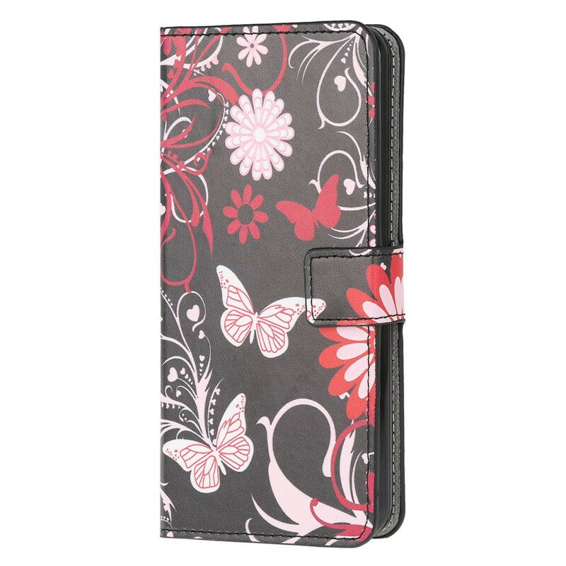 Flip Cover Xiaomi Redmi 9A Sommerfugle Og Blomster