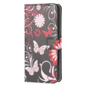 Flip Cover Xiaomi Redmi 9A Sommerfugle Og Blomster