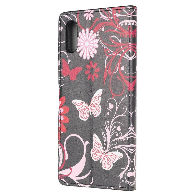 Flip Cover Xiaomi Redmi 9A Sommerfugle Og Blomster