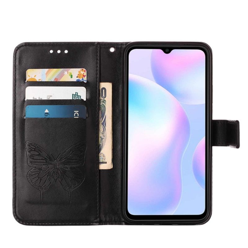 Læder Cover Xiaomi Redmi 9A Sommerfugledesign