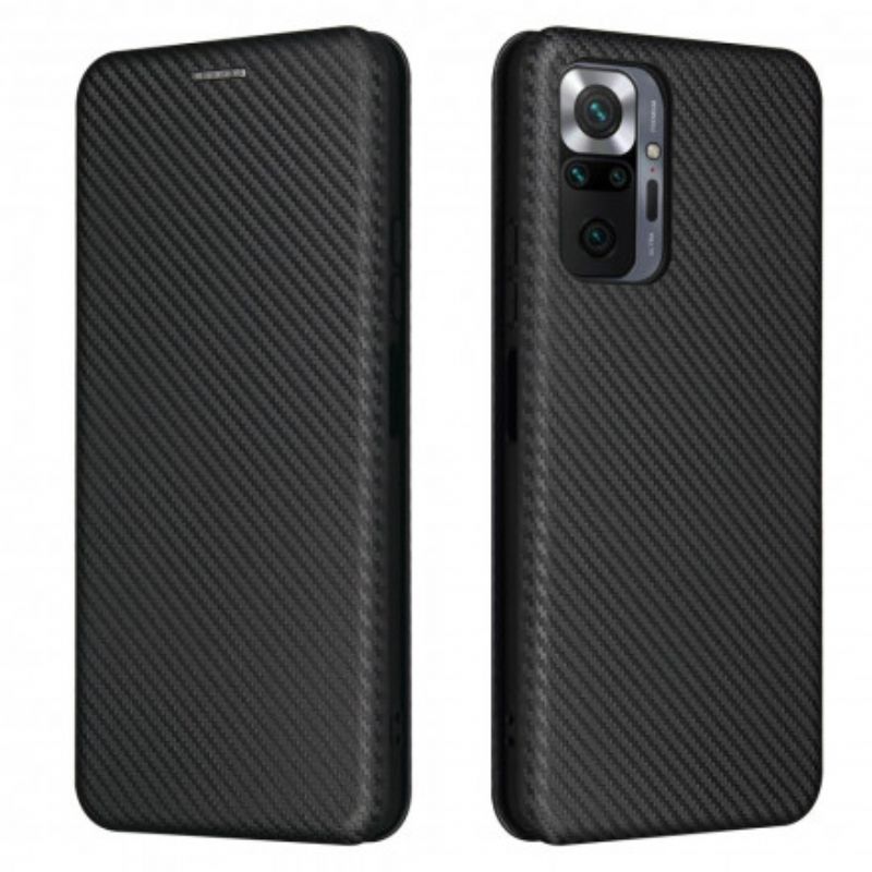 Cover Xiaomi Redmi Note 10 Pro Flip Cover Kulfiber Med Støttering