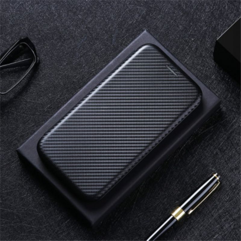 Cover Xiaomi Redmi Note 10 Pro Flip Cover Kulfiber Med Støttering