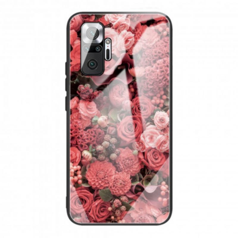 Cover Xiaomi Redmi Note 10 Pro Hærdet Glas Lyserøde Blomster