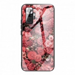 Cover Xiaomi Redmi Note 10 Pro Hærdet Glas Lyserøde Blomster