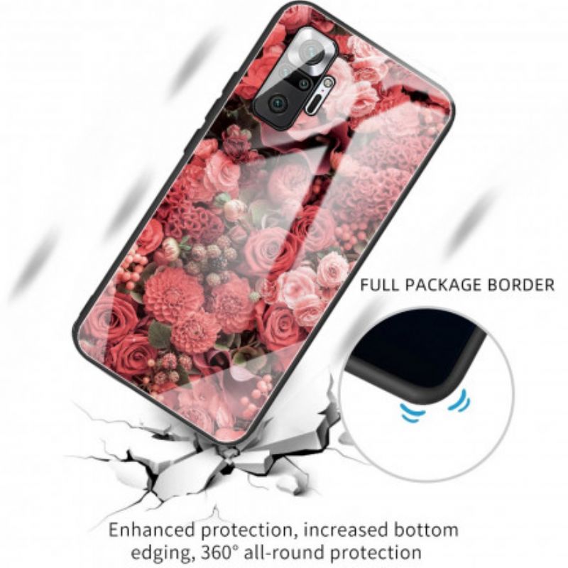 Cover Xiaomi Redmi Note 10 Pro Hærdet Glas Lyserøde Blomster