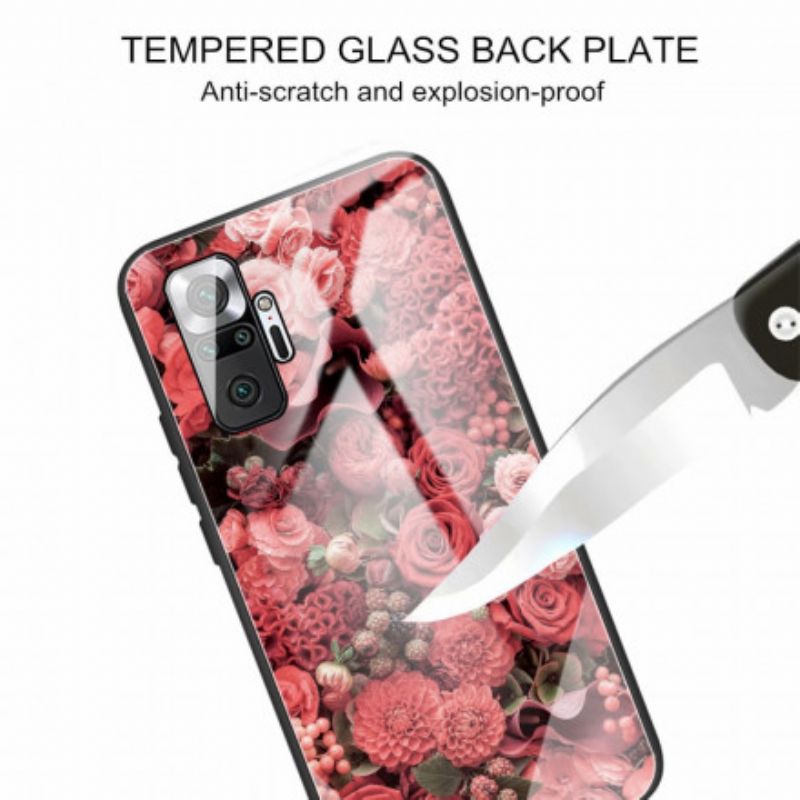 Cover Xiaomi Redmi Note 10 Pro Hærdet Glas Lyserøde Blomster