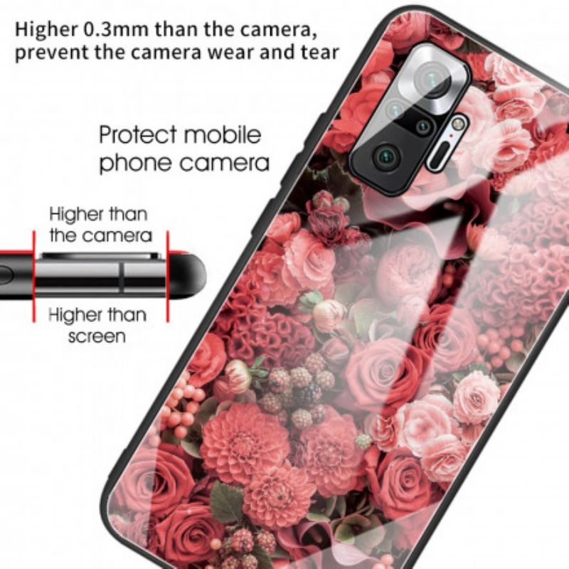 Cover Xiaomi Redmi Note 10 Pro Hærdet Glas Lyserøde Blomster