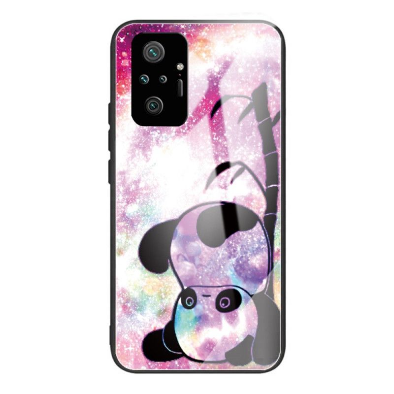 Cover Xiaomi Redmi Note 10 Pro Panda Og Bambus Hærdet Glas