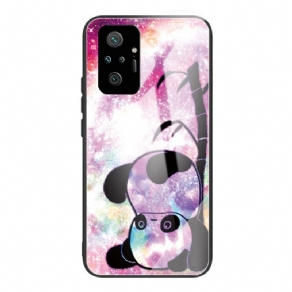 Cover Xiaomi Redmi Note 10 Pro Panda Og Bambus Hærdet Glas