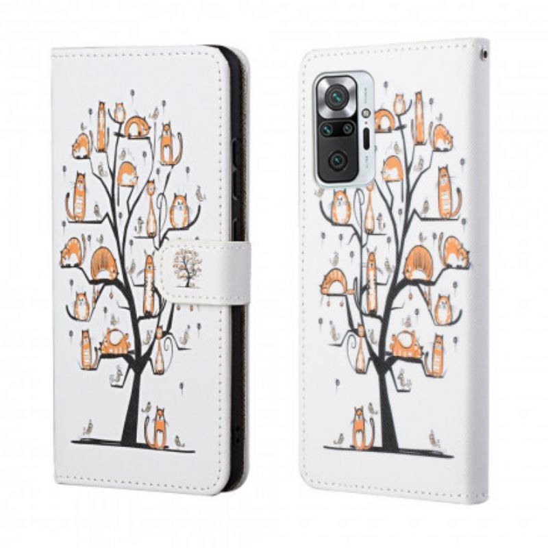 Flip Cover Xiaomi Redmi Note 10 Pro Med Snor Funky Katte Med Rem