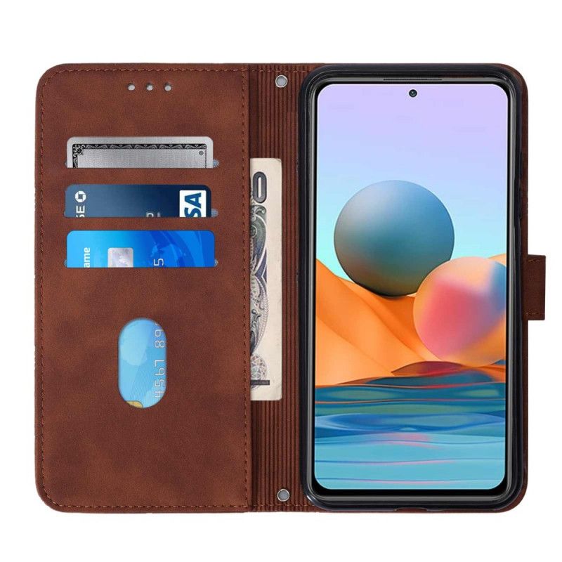 Flip Cover Xiaomi Redmi Note 10 Pro Med Snor Geometrisk Strappy Læderstil