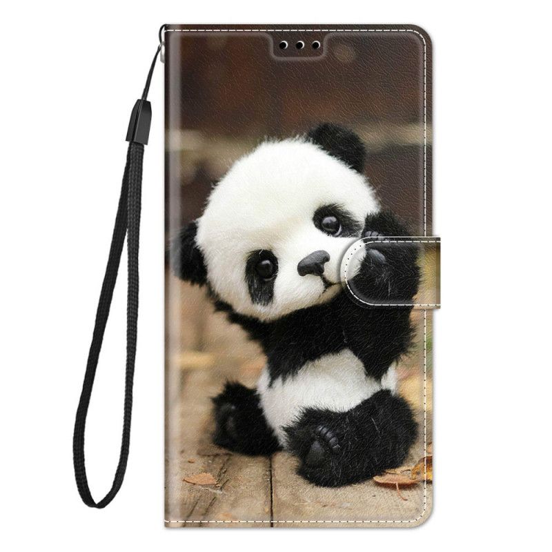 Flip Cover Xiaomi Redmi Note 10 Pro Med Snor Lille Panda Med Rem