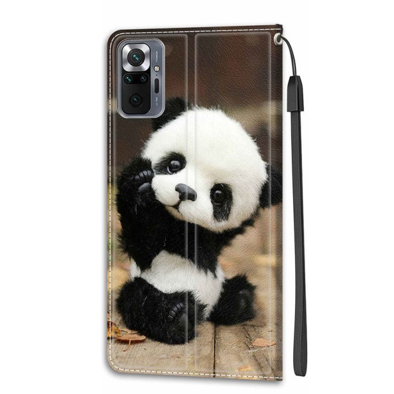 Flip Cover Xiaomi Redmi Note 10 Pro Med Snor Lille Panda Med Rem