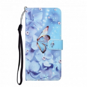 Flip Cover Xiaomi Redmi Note 10 Pro Med Snor Sommerfugle Med Diamantrem