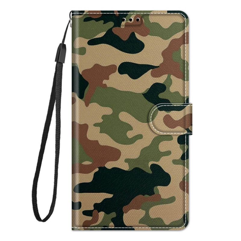 Flip Cover Xiaomi Redmi Note 10 Pro Med Snor Strapped Militær Camouflage