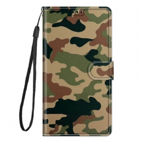 Flip Cover Xiaomi Redmi Note 10 Pro Med Snor Strapped Militær Camouflage