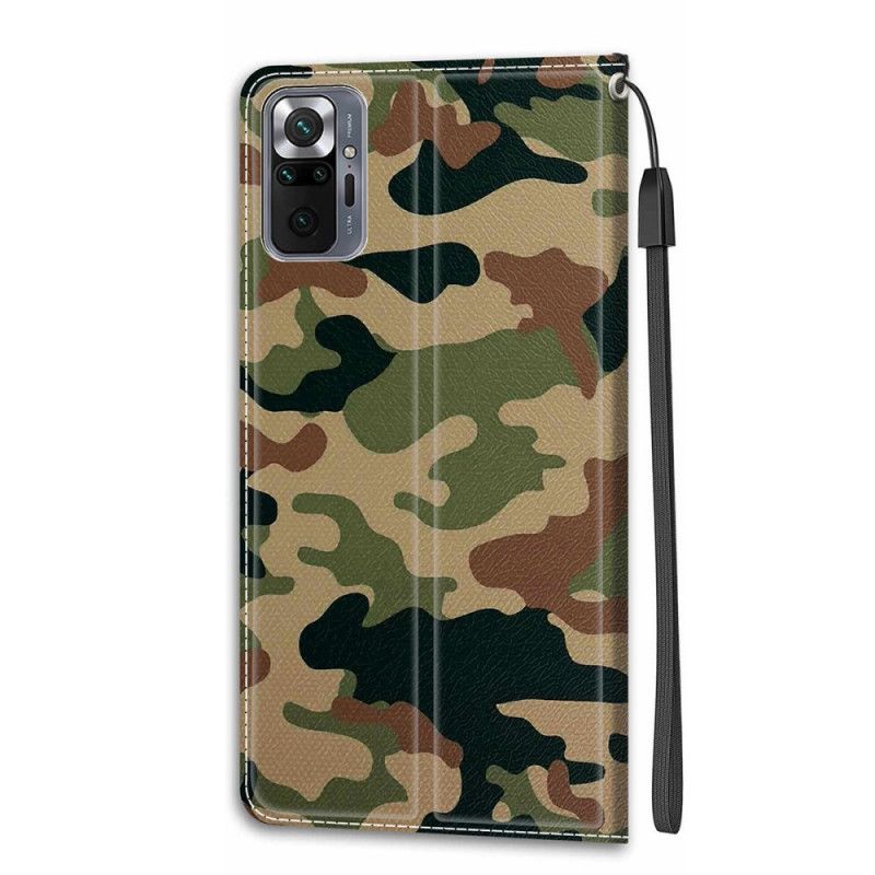 Flip Cover Xiaomi Redmi Note 10 Pro Med Snor Strapped Militær Camouflage