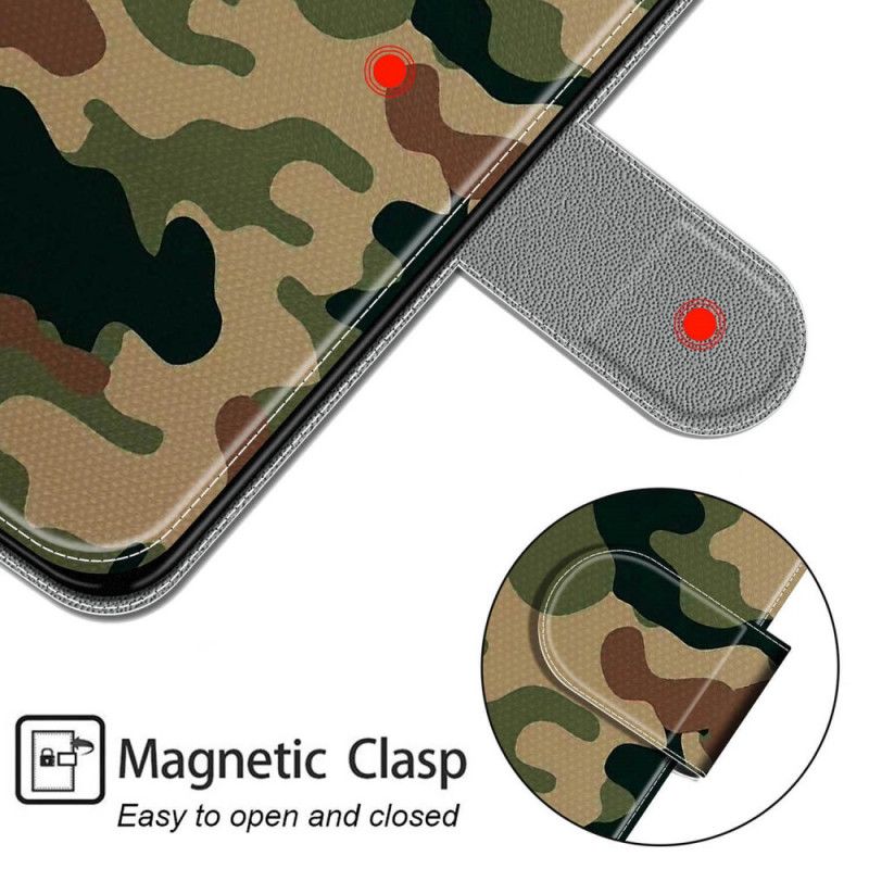 Flip Cover Xiaomi Redmi Note 10 Pro Med Snor Strapped Militær Camouflage