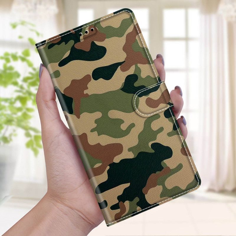 Flip Cover Xiaomi Redmi Note 10 Pro Med Snor Strapped Militær Camouflage