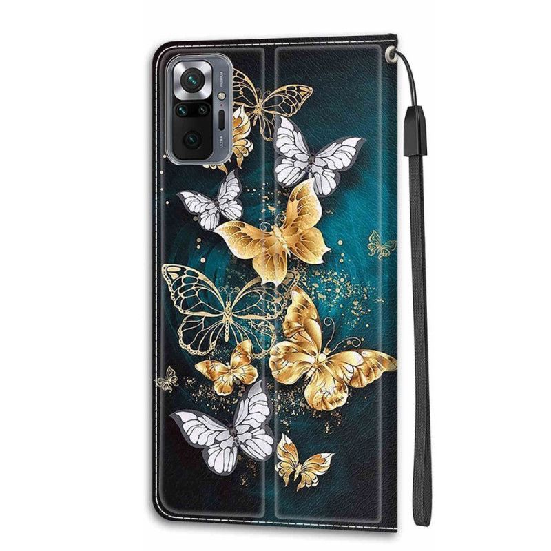 Flip Cover Xiaomi Redmi Note 10 Pro Med Snor Thong Butterflies Fan