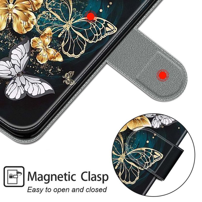 Flip Cover Xiaomi Redmi Note 10 Pro Med Snor Thong Butterflies Fan